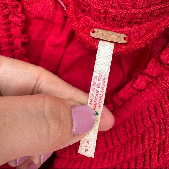 Free People bohemian whimsy fairy flowing oversized  Red Maxi Dress small - Picture 6 of 10